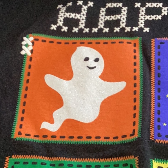 Halloween Flair T shirt Top Black sz 16/18 XL Glitter Sparkle Ghost Pumpkin Cat - Picture 12 of 13